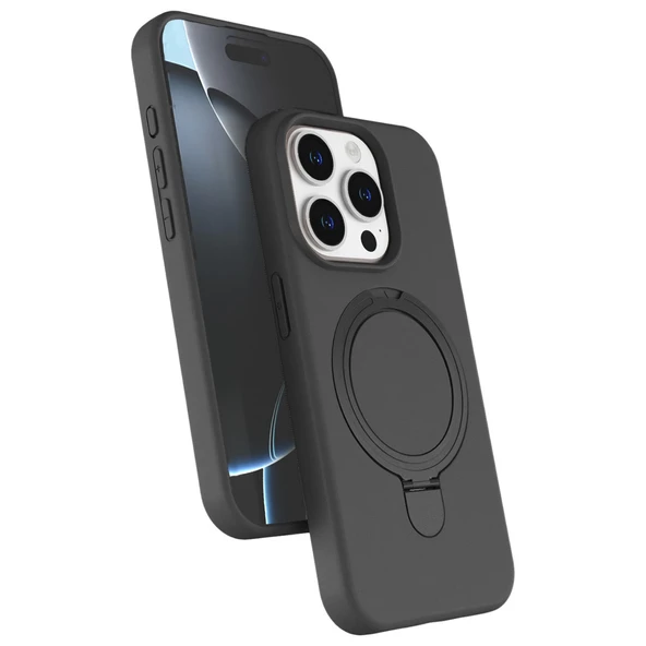 iPhone 14 Uyumlu Pro Max Regal Magsafe Standlı Kapak - Titan Gri ürün görseli 1