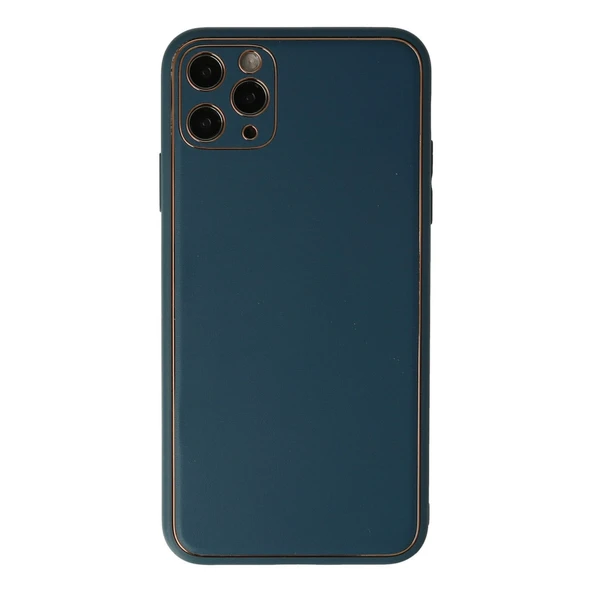 iPhone 11 Uyumlu Pro Max Kılıf Coco Deri Silikon Kapak - Mavi ürün görseli 1