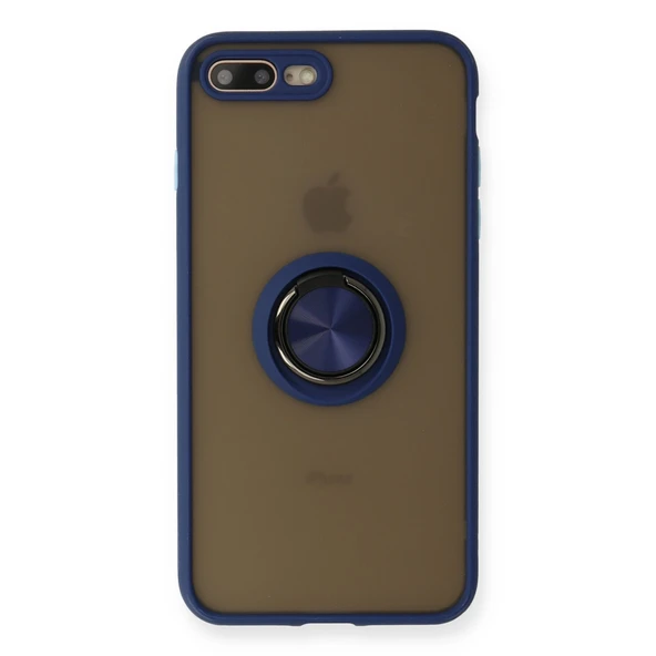 iPhone 7 Plus Uyumlu Kılıf Montreal Yüzüklü Silikon Kapak - Lacivert ürün görseli 1