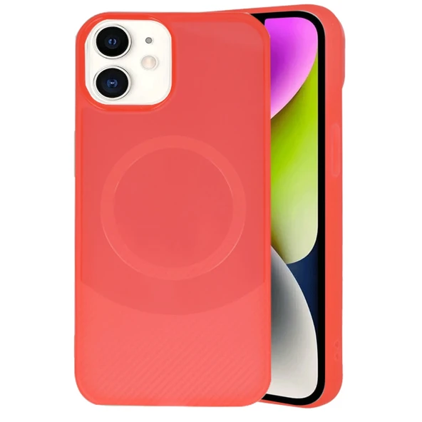 iPhone 11 Uyumlu Kılıf Maya Karbon Kapak - Kırmızı ürün görseli 1