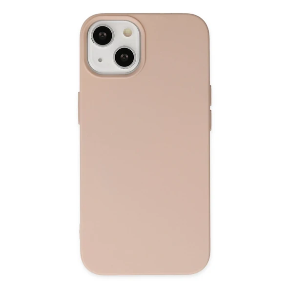 iPhone 14 Uyumlu Plus Kılıf Nano İçi Kadife Silikon - Pudra ürün görseli 1