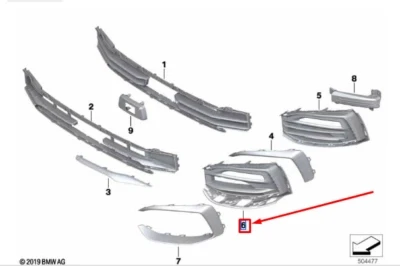 Bmw 1 Serisi 2020-2022 Sis Lamba Kapağı Sol Parlak Siyah (Tw) (Oem No (51117459717)) ürün görseli 1