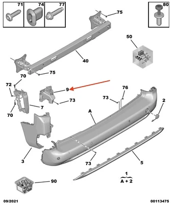 PSA Rifter/Combo E 2019- Arka Tampon Sol Arka Sportu Oem No (9816808580) ürün görseli 1