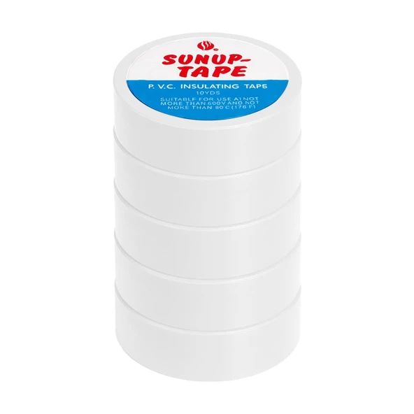 Sunup SN-27924 Beyaz 0.13X18mm İzole PVC Elektrik Yalıtım Bant (5'Li Paket) ürün görseli 1
