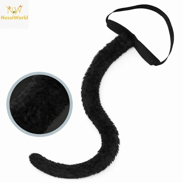 Siyah Peluş Kuyruk Şekil Verilebilir 70 cm ürün görseli 1