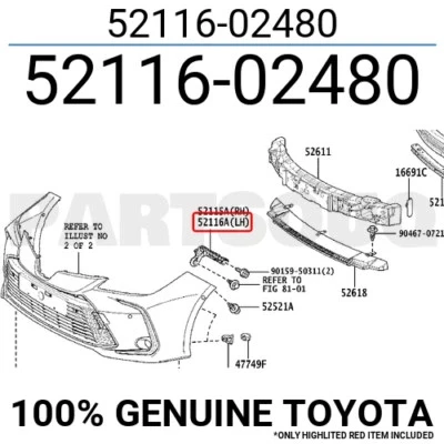 PTTAVM: Toyota Corolla 2ZRF 2023 Ön Tampon Braketi Sol Oem No