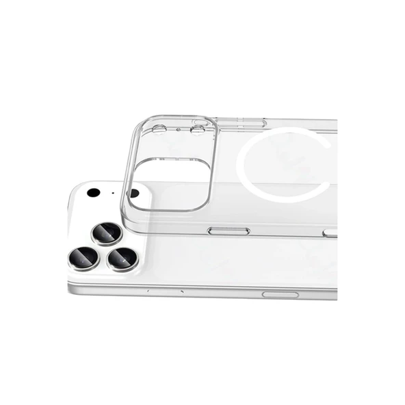 iPhone 17 Pro Max Uyumlu Combo Sert Şeffaf Magsafe Kapak - Şeffaf - Resim 3