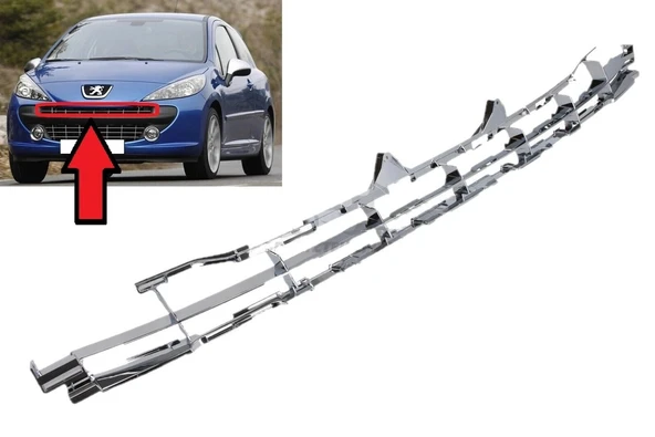 Peugeot 207 Ön Tampon Panjuru Nikelaj Alt Rc Sport 2006 (Oem No:  7414Qe) ürün görseli 1