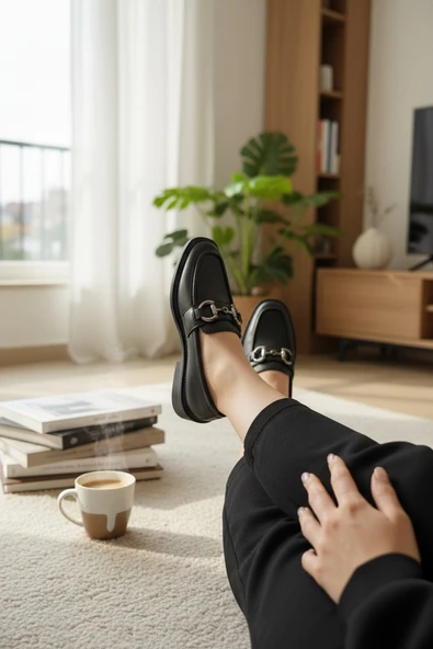 Enoch Gümüş İnterlok Tokalı Modern Tasarım Günlük Loafer ürün görseli 1
