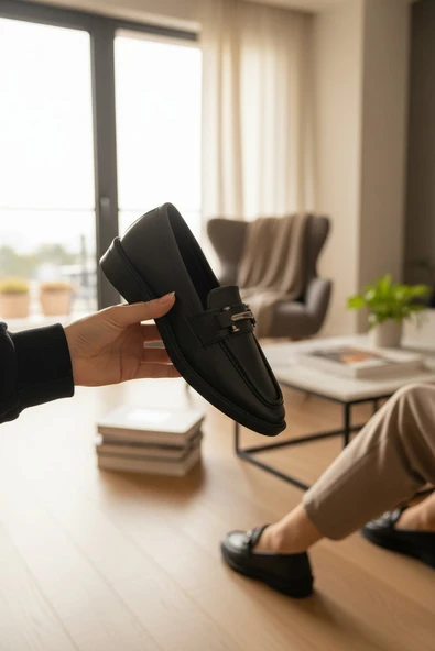 Enoch Kadın Minimalist Metal Köprü Detaylı Maskülen Şehir Loafer ürün görseli 1