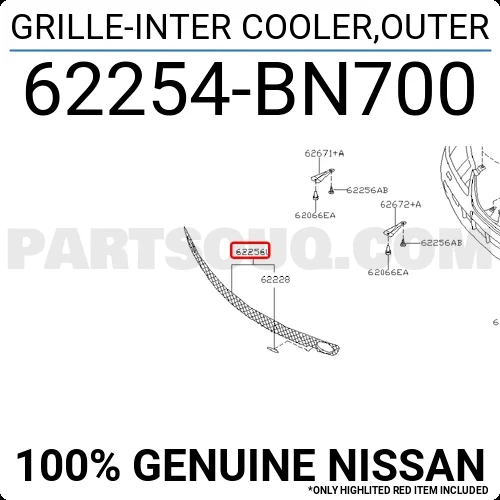Nissan Almera 2002-2004 Ön Tampon Panjuru Orta (Oem No: 62254Bn700) ürün görseli 1