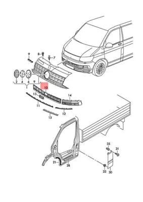 Volkswagen Transporter Ön Tampon Panjuru Orta 2014- (Oem No:  7E5853678A9B9) ürün görseli 1