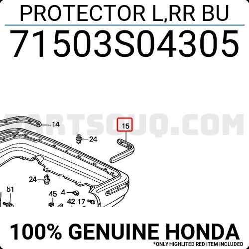 Honda Civic 1995-1999 Arka Tampon Bandı Sedan Sol (Oem No: 71503S04305) ürün görseli 1