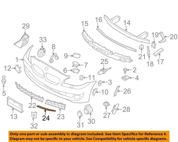Bmw 5 Serisi (2010 Yılında Çıkan Kasa) Ön Tampon Panjur Bandı Sağ (Oem No: 51117231860) ürün görseli 1