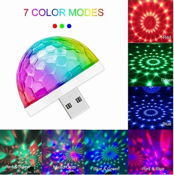 Mini Universal Disko Topu Sese Duyarlı Rgb USB Girişli Disco Topu iç Aydınlatma ürün görseli 1