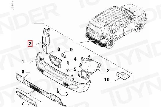 Jeep Renegade Arka Tampon Astarlı Sol 2013- (Oem No:  735684334) ürün görseli 1