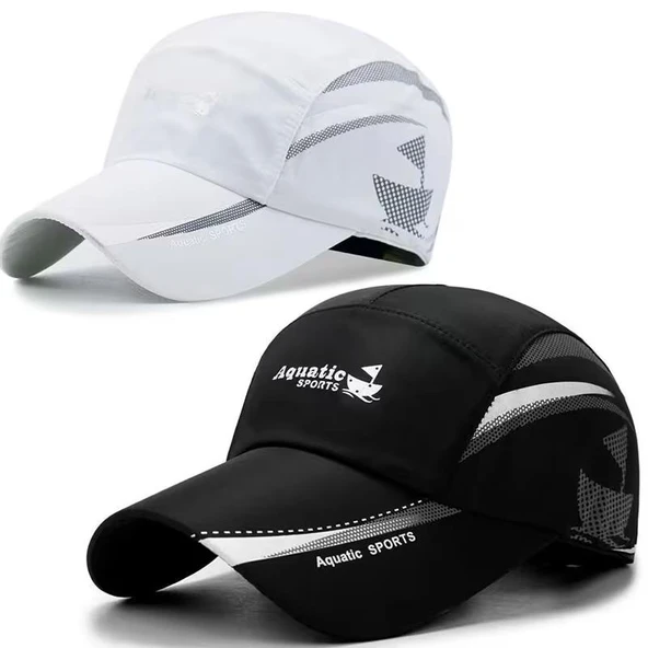 Valkyrie 2’li Spor Şapka Seti Unisex – Siyah & Beyaz Nefes Alabilir Yazlık Şapka Ayarlanabilir Outdoor Koşu Güneşlik Şapka ürün görseli 1