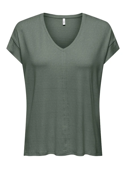 Only   ONLCARRIE S/S STITCH GLITTER TOP JRS Kadın Yeşil T-Shirt - 15369279 ürün görseli 1