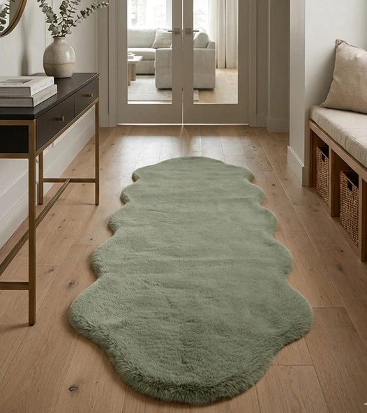 Carpet Dekor Peluş Yumuşak Dekoratif Halı Simetrik Desen Taş Rengi ürün görseli 1