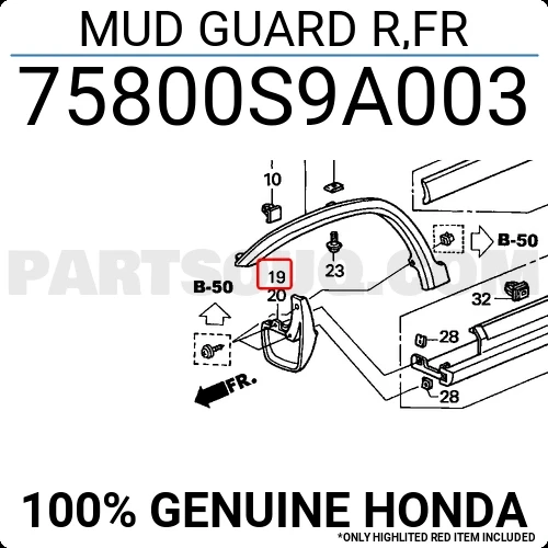 Honda Crv 2002-2004 Arka Tampon Alt Parça Sağ (Oem No: 75800S9A003) ürün görseli 1