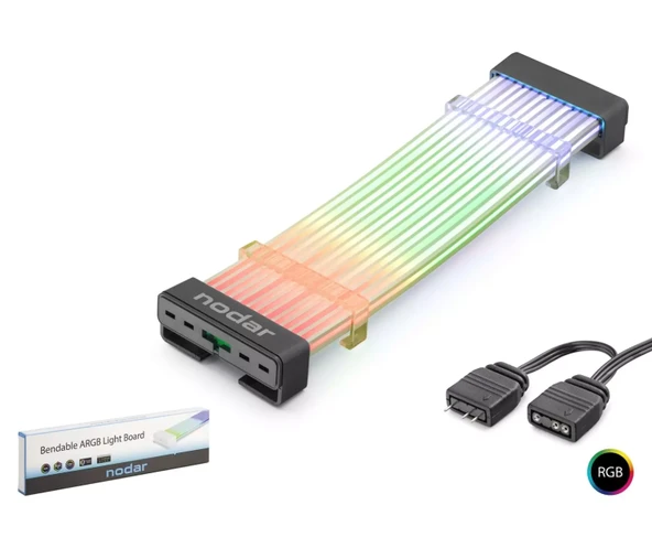 NODAR ND-2803 Silikon Işıklı Bükülebilir ARGB Light Board 2×8 Pin - Siyah ürün görseli 1