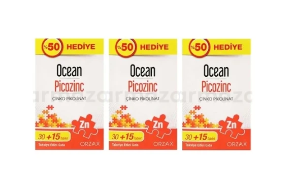 Ocean Picozinc Çinko 30+15 Tablet - 3\\\\\\\\\\\\\\\'lü Set ürün görseli 1