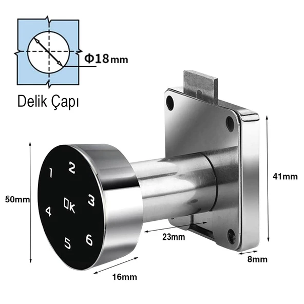 POWERMASTER PM-26730 ÇEKMECE DOLAP KİLİDİ DİJİTAL NUMARALI STANDART ürün görseli 1
