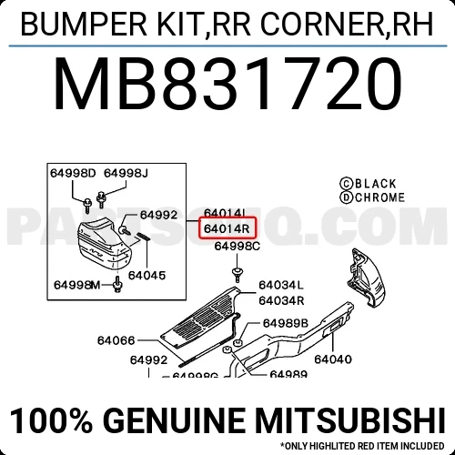 Mitsubishi Pajero Arka Tampon Sağ 1991-1996 (Oem No:  Mb831720) ürün görseli 1