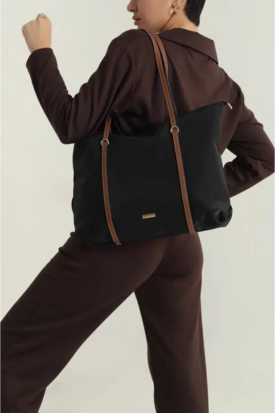 Çift Saplı Paraşüt Kumaş Büyük Boy Shopper Çanta Üniversite Ofis Anne Bebek Omuz Çantası (47x30x15) ürün görseli 1