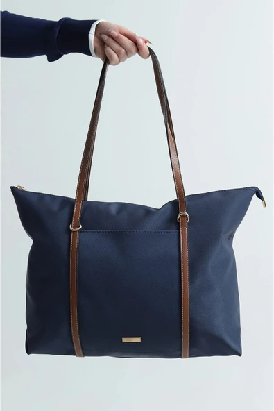Çift Saplı Paraşüt Kumaş Büyük Boy Shopper Çanta Üniversite Ofis Anne Bebek Omuz Çantası (47x30x15) ürün görseli 1