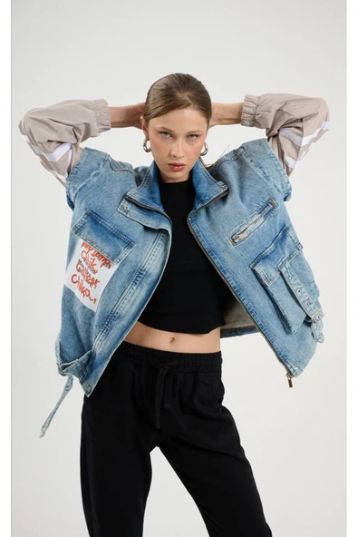 Chika Mix Denim Ceket - Resim 9