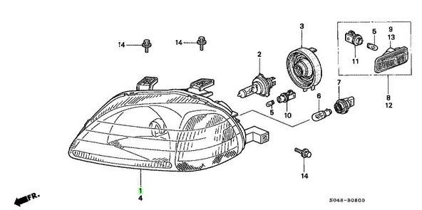 Honda Civic 1999-2001 Ön Far Sedan Sağ (Oem No: 33101S04B03) ürün görseli 1