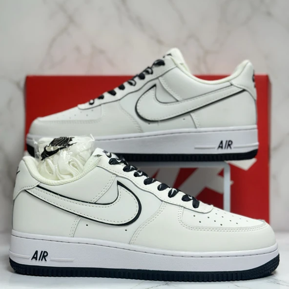 Nike Air Force 1 Low ’07 White  Black Outline Swoosh ürün görseli 1