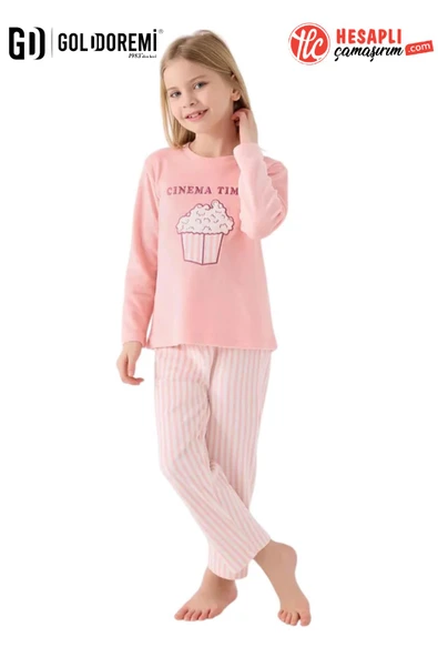 Roly Poly Premium Kız Çocuk Pop Corn Cınema Time Uzun Kollu Kadife Pijama Takım ürün görseli 1