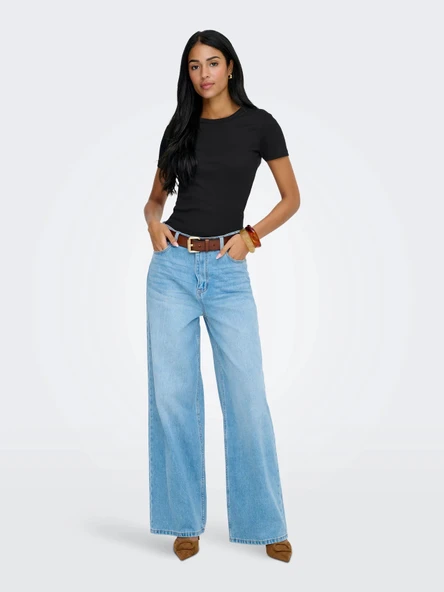 Only   ONLVAL S/S O-NECK TOP JRS Kadın Siyah T-Shirt - 15369240 ürün görseli 1