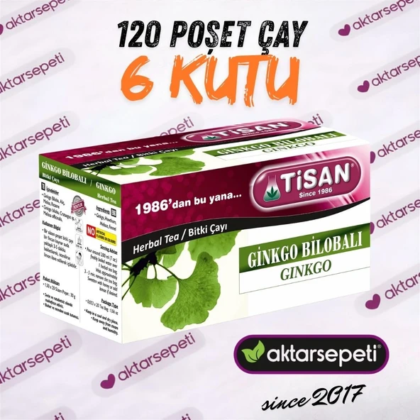 Tisan Ginkgo Bilobalı Çay 6 Kutu 120 Poşet Çay ürün görseli 1