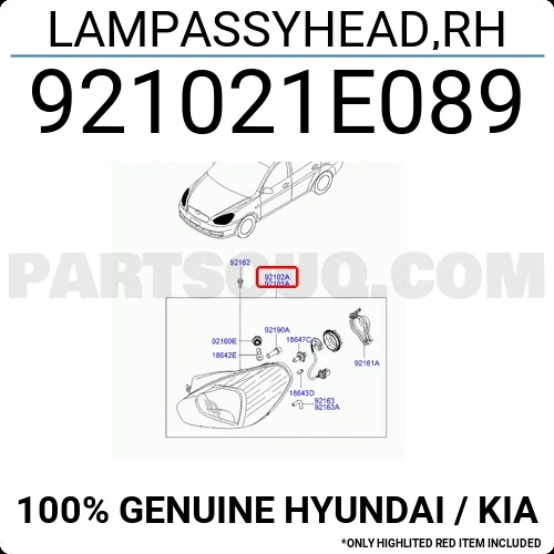 Hyundai Accent Ön Far Elektrikli Beyaz Sinyalli Sağ 2006 (Oem No:  921021E089) ürün görseli 1