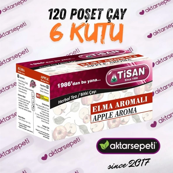 Tisan Elma Aromalı Çay 6 Kutu 120 Poşet Çay ürün görseli 1