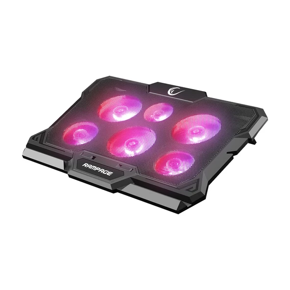 Rampage AD-RC10 X-GUST Siyah 6 Fanlı Rainbow Işıklandırmalı Notebook Soğutucu Stand ürün görseli 1