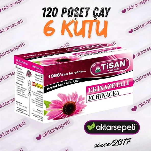 Tisan Ekinazeyalı Çay 6 Kutu 120 Poşet Çay ürün görseli 1