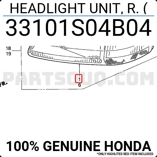 Honda Civic 1995-1999 Ön Far Elektrikli Sedan Ve Hatchback Sağ (Oem No: 33101S04B04) ürün görseli 1