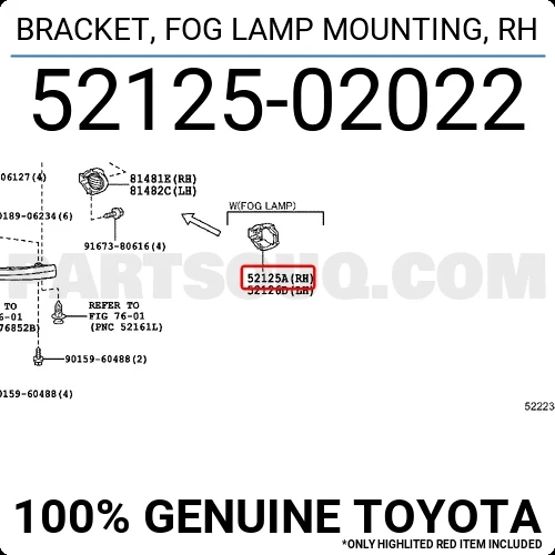 Toyota Auris 2010-2012 Ön Sis Far Kapağı Sağ (Oem No: 5212502022) ürün görseli 1