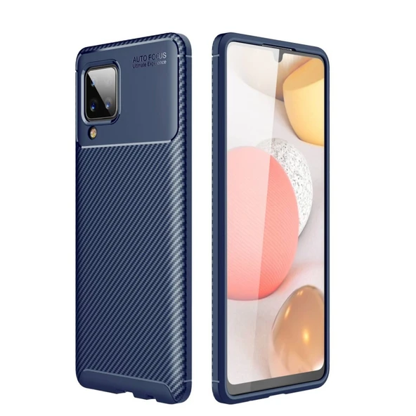 Samsung Galaxy A22 Uyumlu Kılıf Auto Focus Karbon Kapak - Lacivert ürün görseli 1
