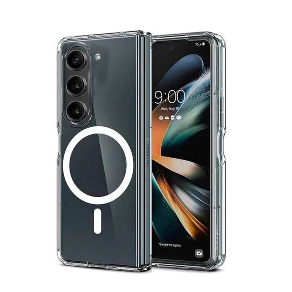 Samsung Galaxy Z Fold 6 Uyumlu Kılıf Magneticsafe Şeffaf Silikon - Şeffaf ürün görseli 1