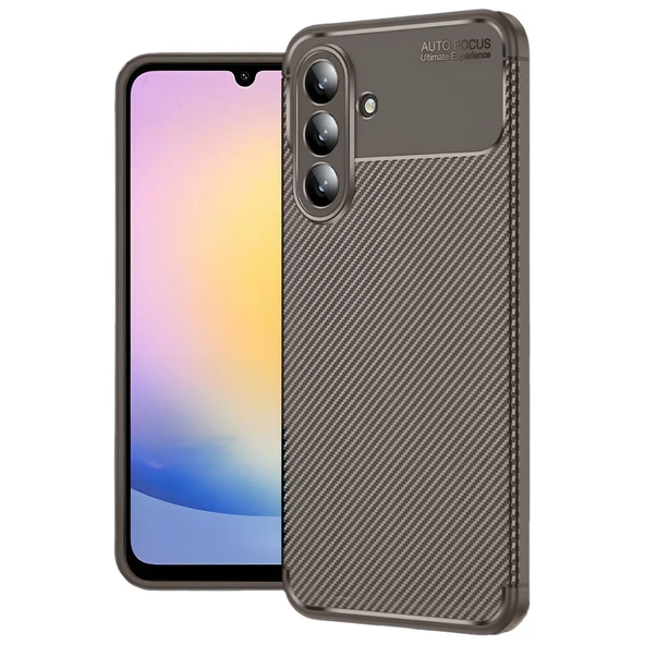 Samsung Galaxy S25 Fe Uyumlu Auto Focus Karbon Kapak - Kahverengi ürün görseli 1
