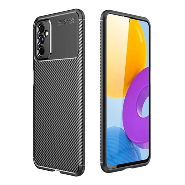 Samsung Galaxy M52 5g Uyumlu Kılıf Auto Focus Karbon Kapak - Siyah ürün görseli 1