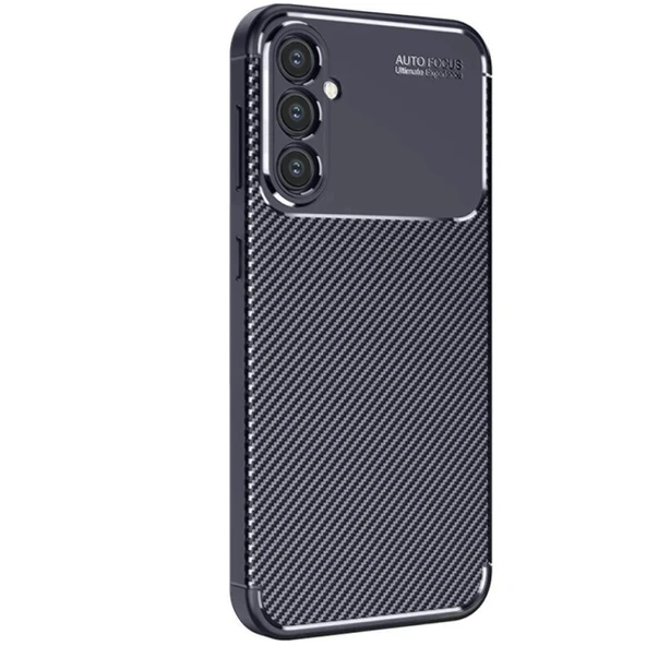 Samsung Galaxy S25 Uyumlu Kılıf Auto Focus Karbon Kapak - Lacivert ürün görseli 1