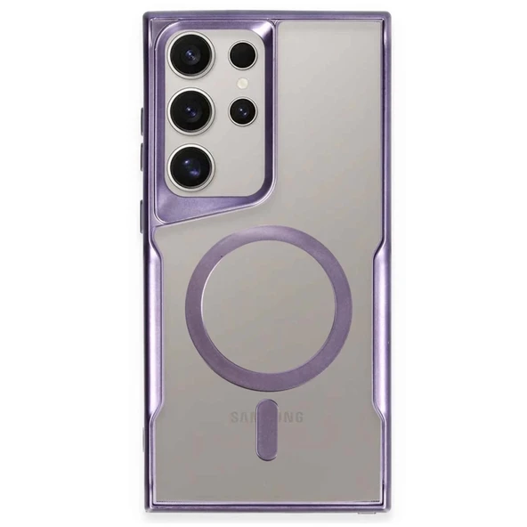 Samsung Galaxy S23 Ultra Uyumlu Kılıf Boyi Magsafe Silikon Kapak - Derin Mor ürün görseli 1