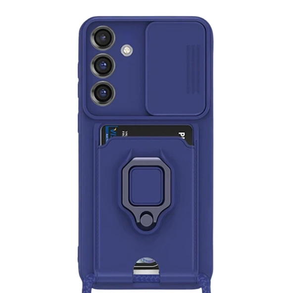 Samsung Galaxy S25 Plus Uyumlu Kılıf Zuma Kartvizitli Yüzüklü Silikon - Lacivert ürün görseli 1