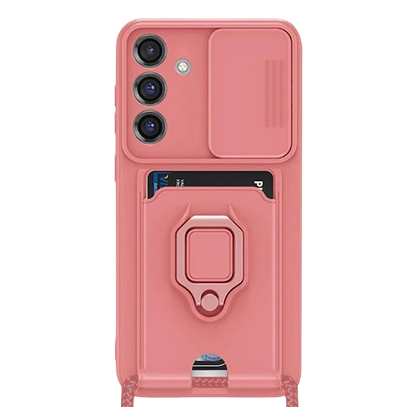 Samsung Galaxy S25 Plus Uyumlu Kılıf Zuma Kartvizitli Yüzüklü Silikon - Pembe ürün görseli 1